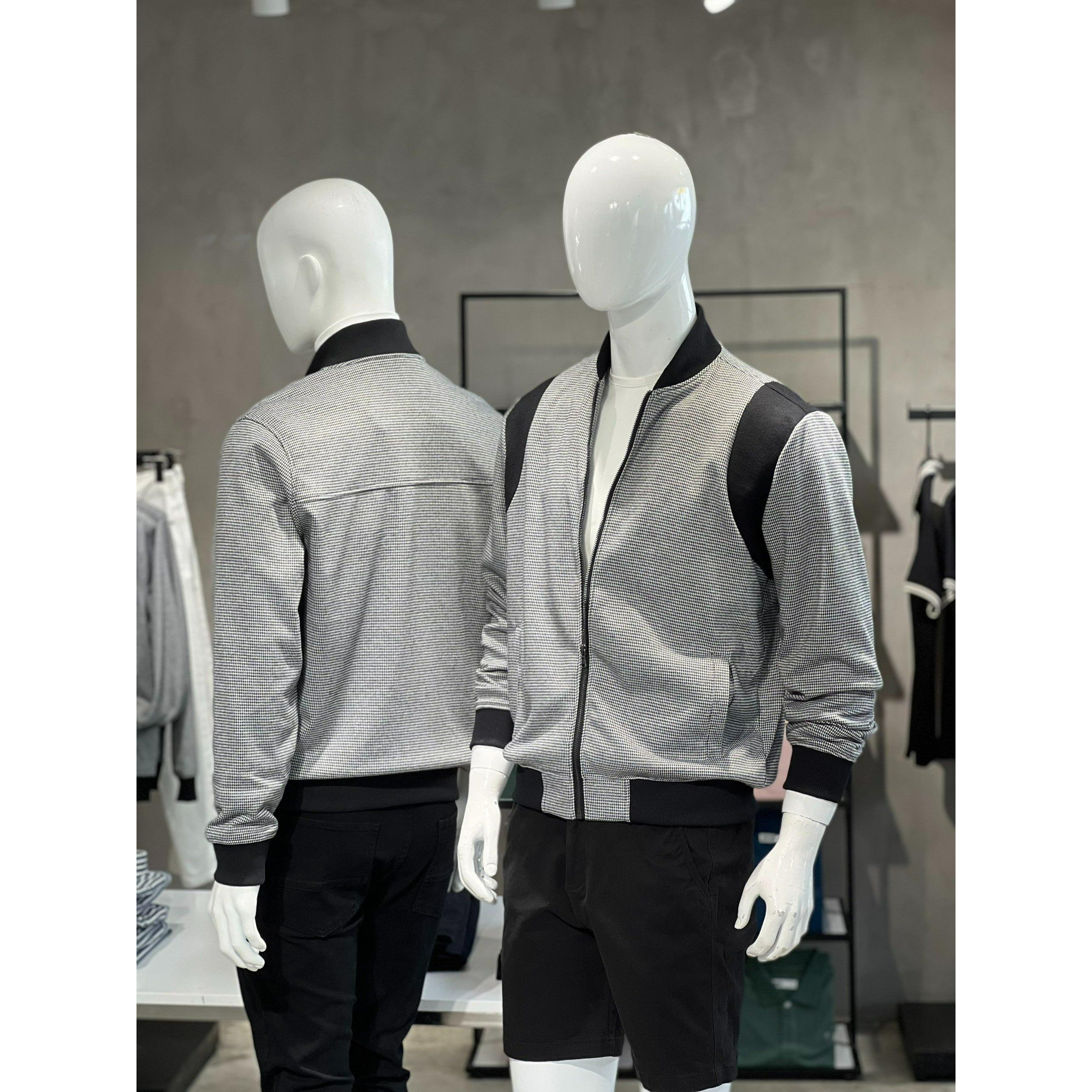 Áo Khoác Nam Họa Tiết Caro Nhí Phối Tay Đen BYCOTTON Jacket Bomber Black Pattern