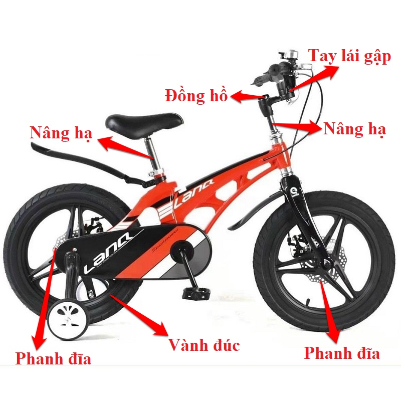 Xe Đạp Trẻ Em Cao Cấp LanQ FD46 Vành Đúc Tay Lái Gập Gọn Dành Cho Bé Từ 2 Đến 7 Tuổi