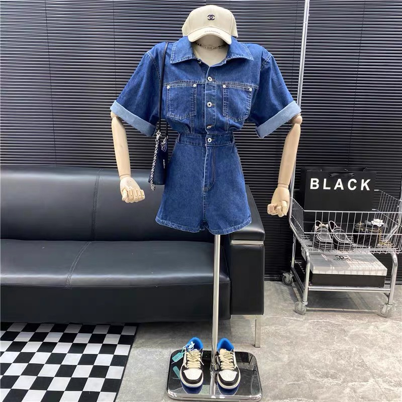 Jumsuit jeans nữ quần short cao cấp HQJeans mẫu mới nhất HQ77