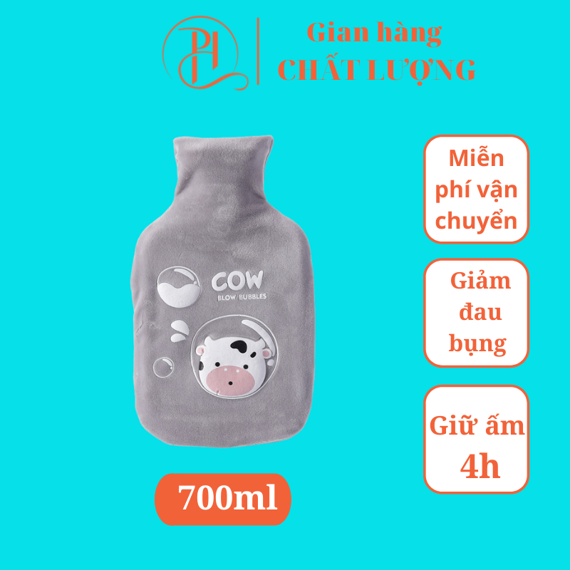 Túi chườm bụng kinh 700ml, túi chườm nóng giảm đau bụng đau lưng nam tặng nữ