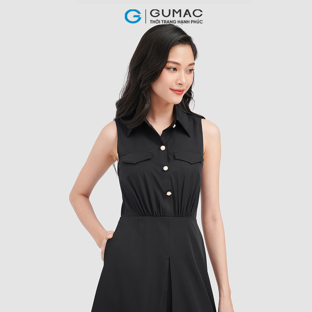 Đầm sơ mi GUMAC DC08097 không tay thời trang công sở