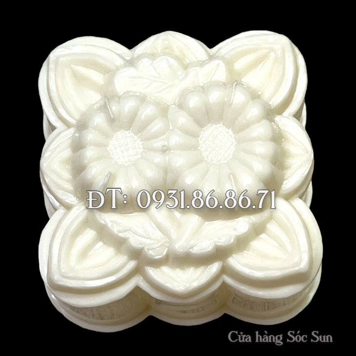 Khuôn rau câu trung thu hoa cúc đôi kèm lá loại 10 cm – Mã số 1877