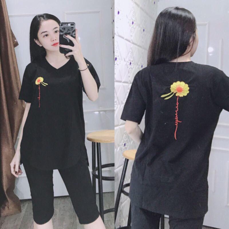 Đồ ngủ nữ trung niên quần lửng ngố Đồ bộ nữ đồ mặc nhà đẹp dễ thương bigsize thun cotton thể thao ESHOP AD19