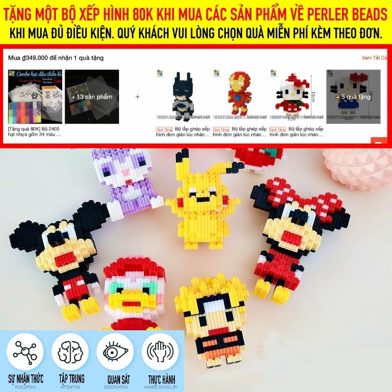 Bộ đồ chơi 2200 hạt nhựa 5mm cho bé để học màu, hâm beads, perler beads