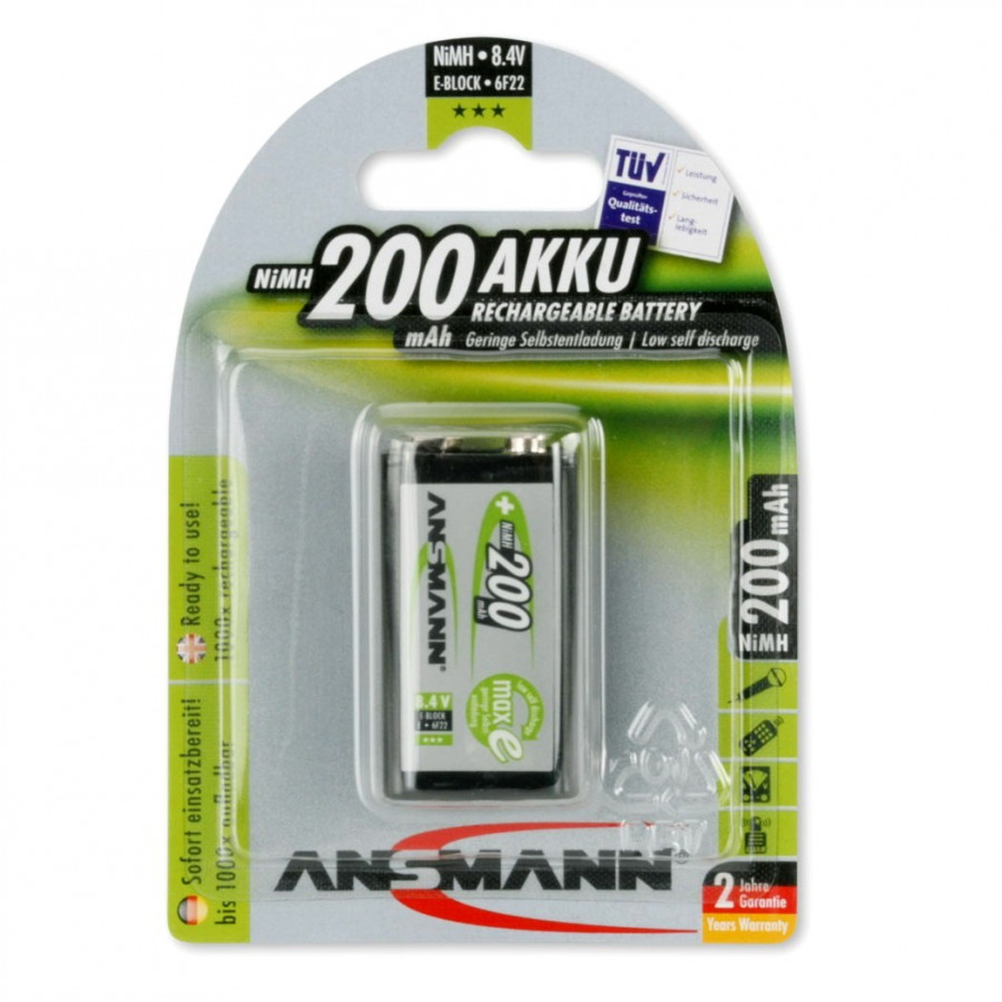 Pin sạc 9V - 200mAh ANSMANN - Hàng Nhập Khẩu