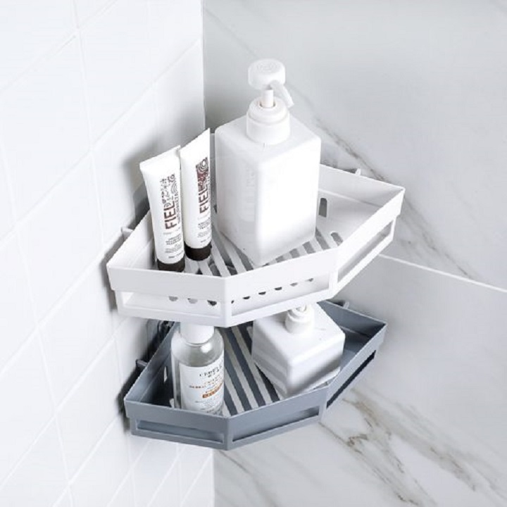 Kệ Góc Tam Giác Nhựa Dán Góc Tường Đa Năng Cho Bếp & Nhà Tắm Tiện Dụng