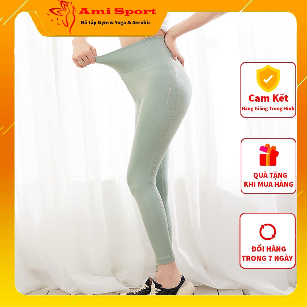 Quần legging tập gym nữ nâng mông cạp cao vải co giãn ôm dáng B05