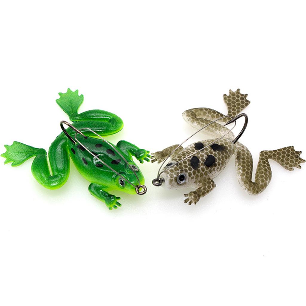 5pcs Frog Fishing Lures Soft Topwater Frog Crankbait with Hook Green