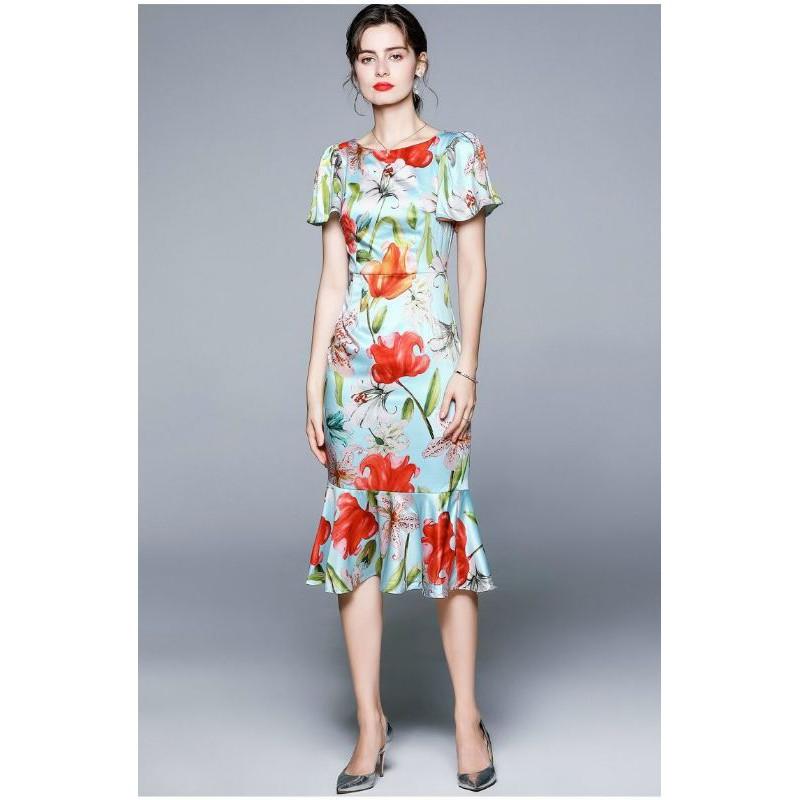 HÀNG NHẬP - ĐẦM BODY LỤA HOA ĐUÔI CÁ