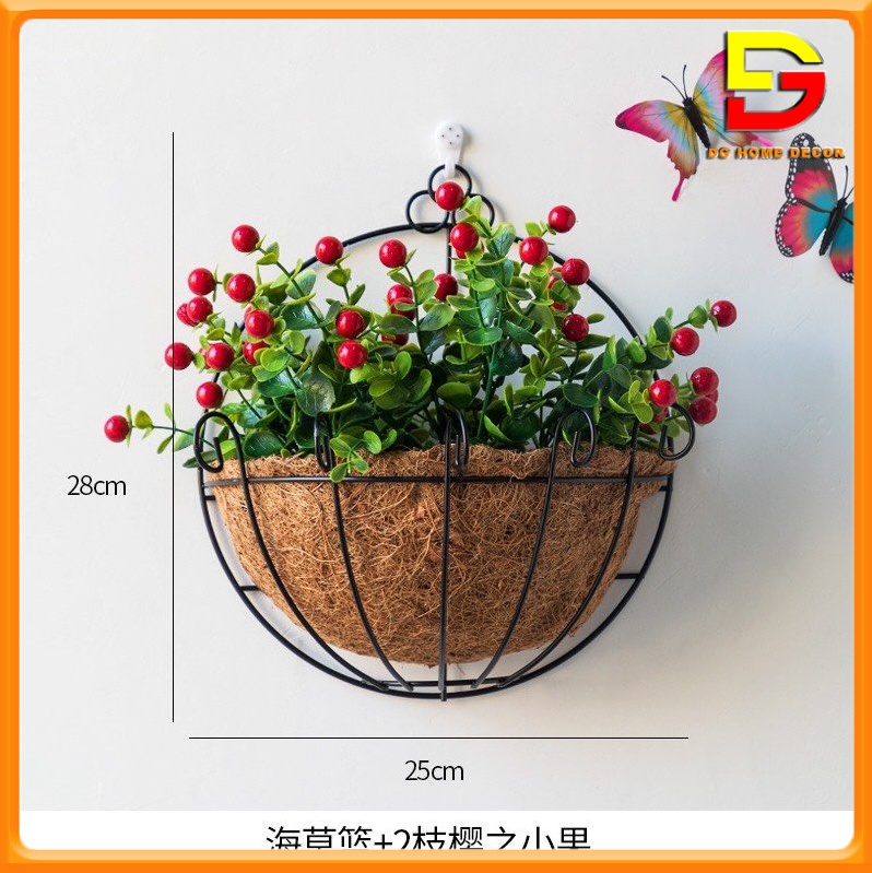 Giỏ Hoa Treo Tường Hoa Trang Trí Ban Công Sân Vườn Decor Hành Lang Quán Cafe Nhà Hàng DG-123