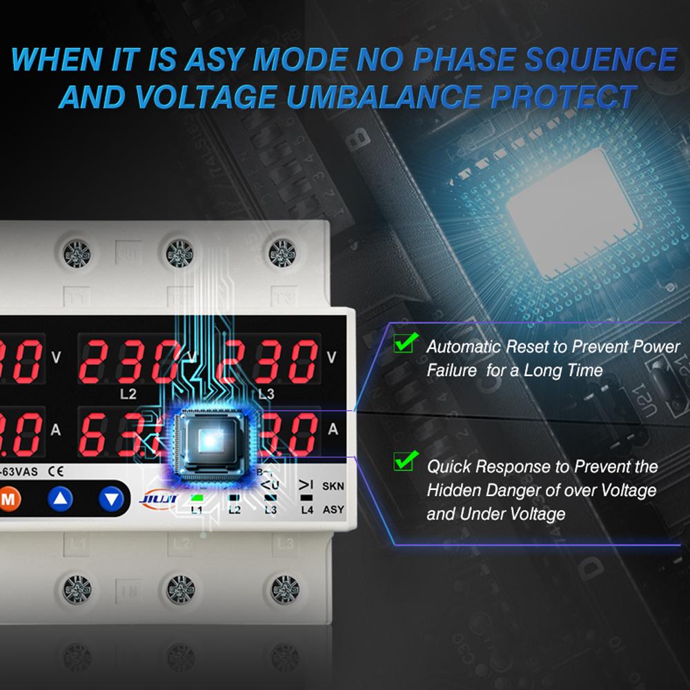 Three Phase Voltage and Current Protector Synchronous and Asynchronous Working Modes Design Multiple Protections with Automatic Power Off and Automatic Reset Function