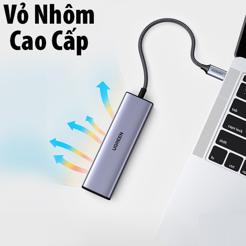 Cáp Chuyển USB-C to LAN 100/1000Mbps Kèm HUB 3 Cổng USB 3.0 Ugreen 20920 - Hàng Chính hãng