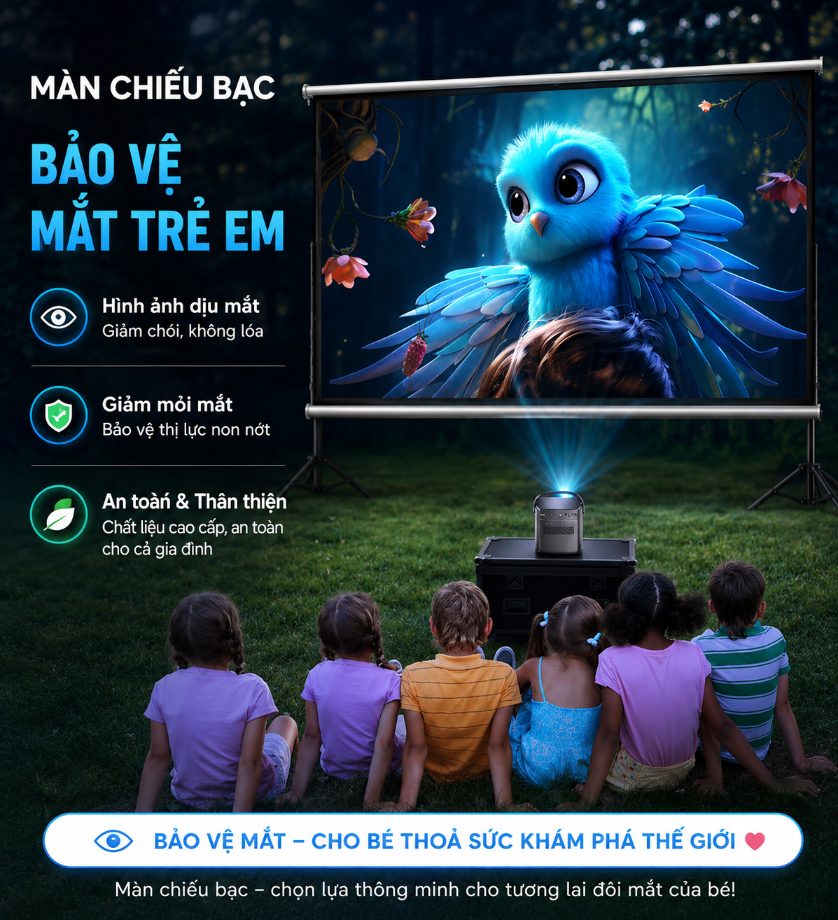 Màn chiếu bạc PRIMA SILVER 3D tỷ lệ 4:3 chống sáng, hỗ trợ 4K cho máy chiếu (75-145 inch) - Hàng nhập khẩu