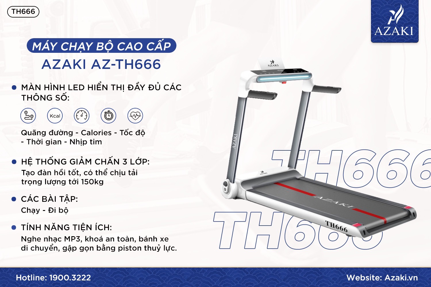 Máy Chạy Bộ Cao Cấp Azaki TH666