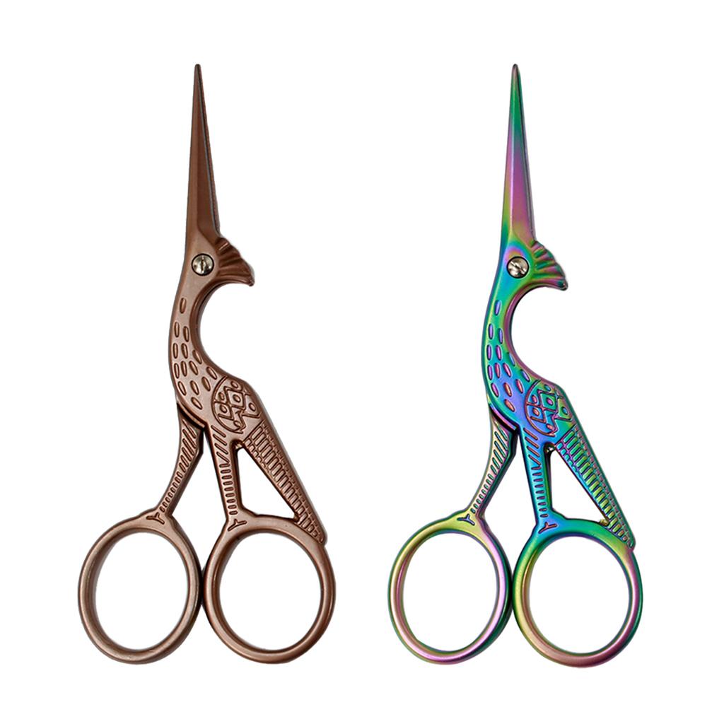 Crane Design Stainless Steel Sewing Embroidery Scissors Cutter Colorful