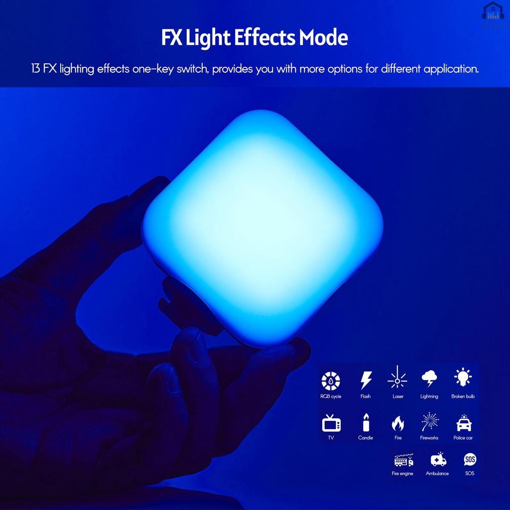 Đèn LED 6R RGB mini 3200K-6500K 13 bóng có thể sạc lại điều chỉnh độ sáng tiện dụng