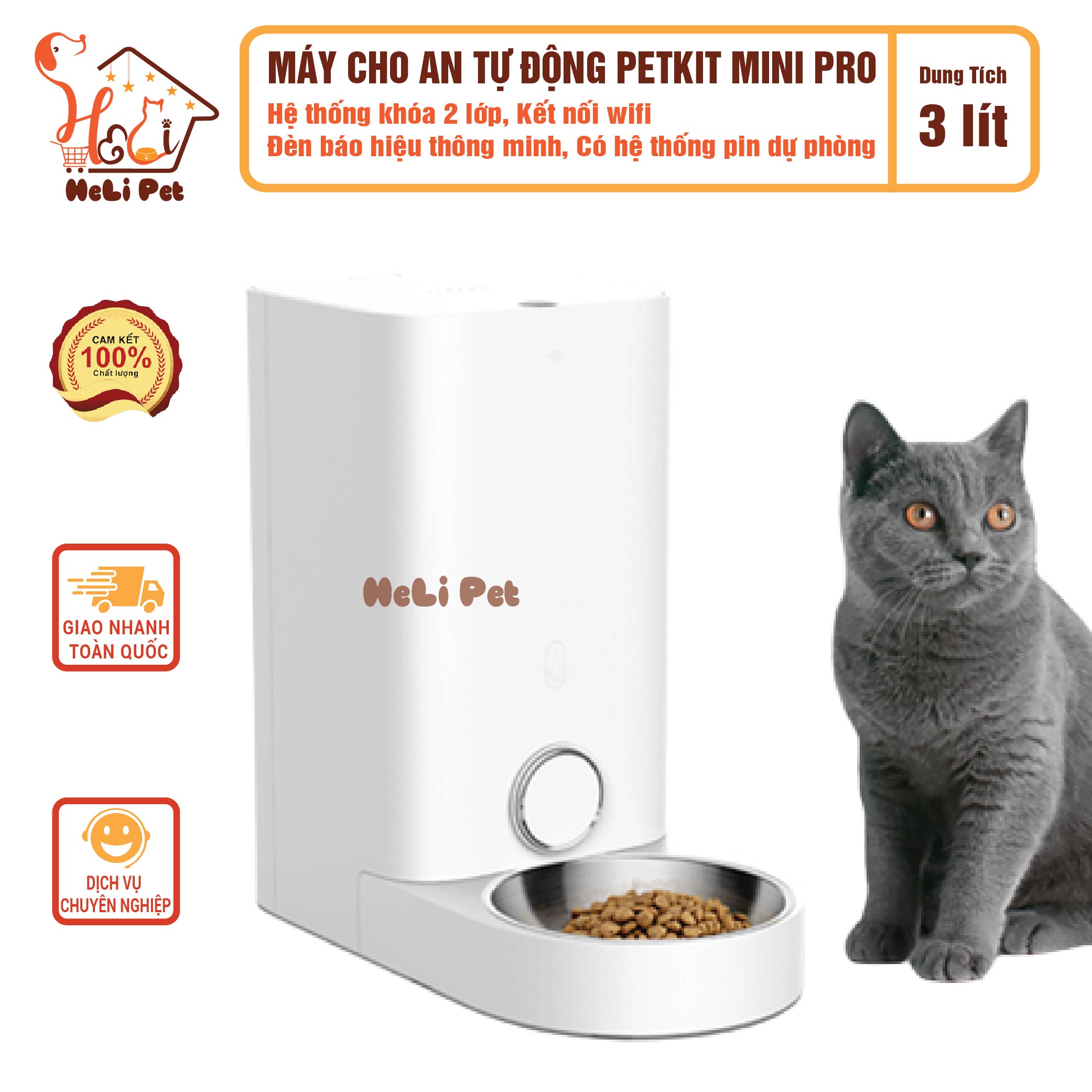 Máy Cho Mèo Ăn Tự Động, Máy Cho Chó Ăn Petkit Mini Pro, Petkit Fresh Element Mini Pro - HeLiPet