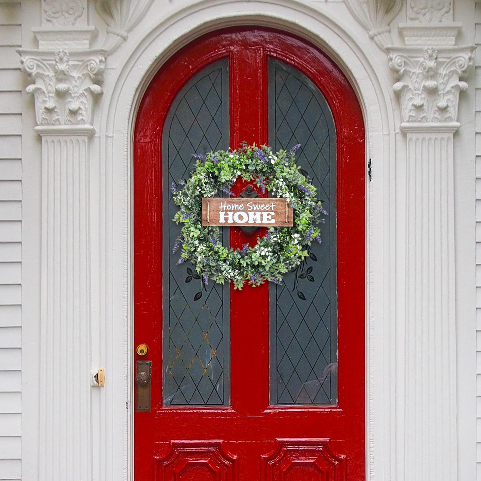 Eucalyptus Leaves Wreath for Front Door with Board Decoration Window Hanging