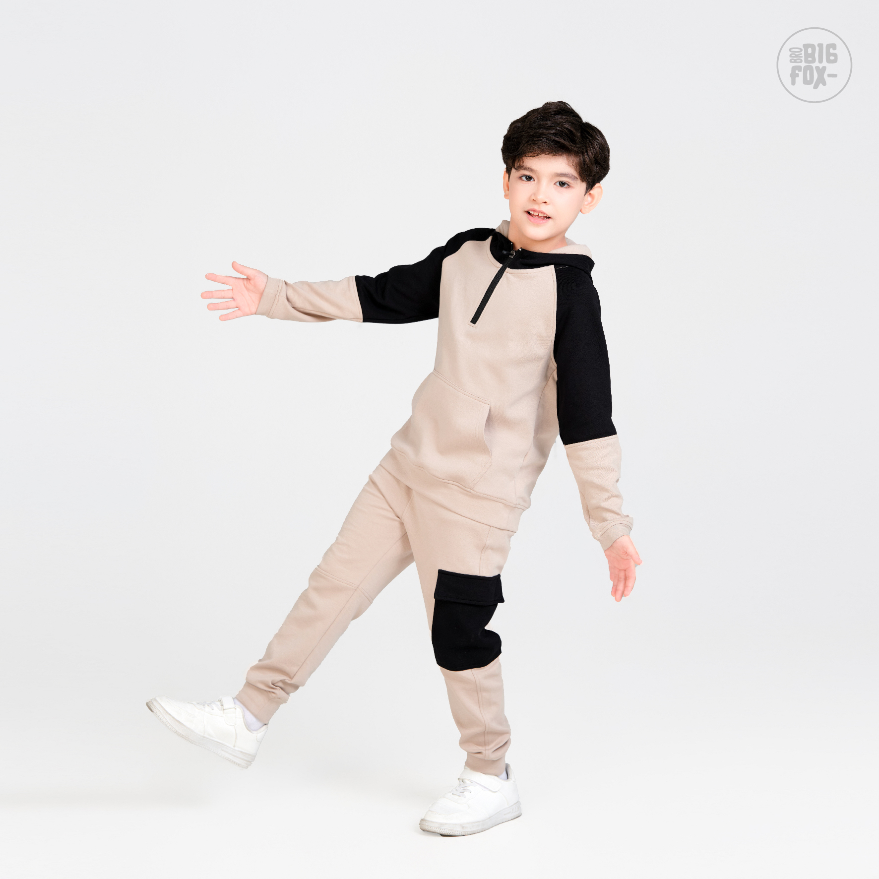 Bộ đồ thu đông cho bé trai size đại Bigfox Miss Meow áo hoodie có mũ quần jogger túi hộp 8-15 tuổi