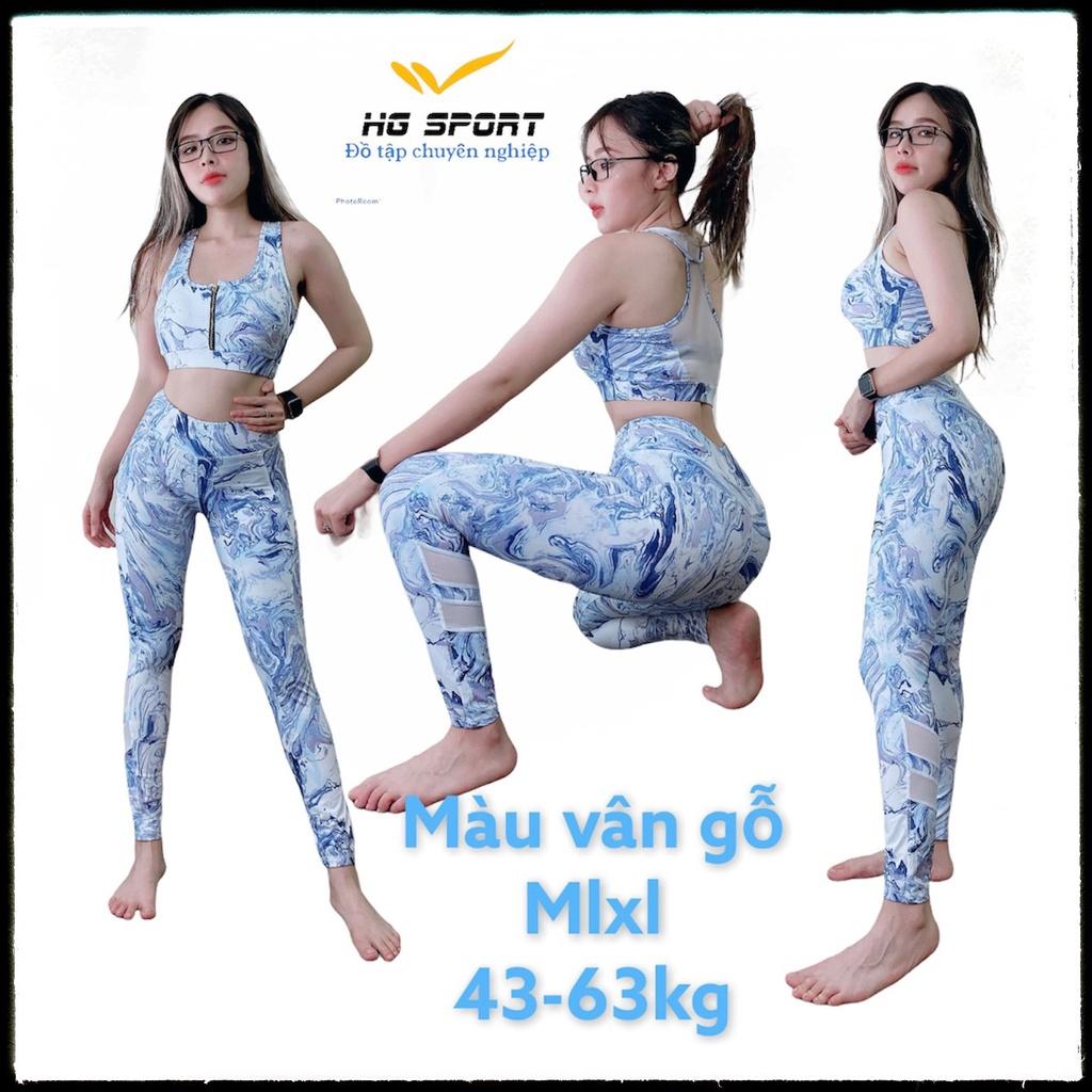 Bộ tập Gym, Yoga, Zumba, Aerobic nữ,quần dài áo bra set kéo khoá phối lưới cao cấp Hg Sport SDBR05