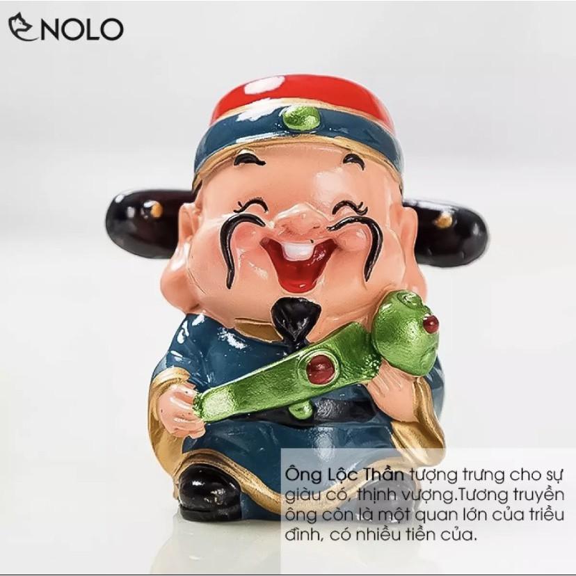 Bộ 5 Tượng Ngũ Phúc Thần Tài Trang Trí Bàn Làm Việc Taplo Trên Xe Hơi, Trên Bàn Lễ Tân, Chất Liệu Thạch Cao Tráng Bột Đá