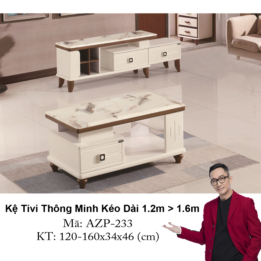 Kệ Tivi Mặt Đá Thông Minh Kéo Dài AZP-TV233 / Dòng Cao Cấp