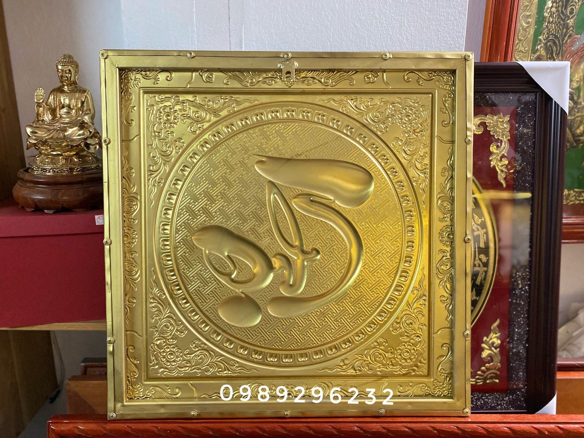 Tranh chữ Thọ thư pháp bằng đồng liền tấm