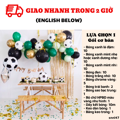 Bộ bong bóng trang trí sinh nhật chủ đề bóng đá football theme balloon set SNNL47