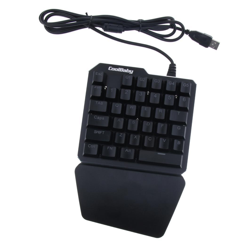 Gaming Keyboard 35 Keys 7 Colors LED Backlit Wired Single Hand Gamer Keyboard for PUGB Mobile