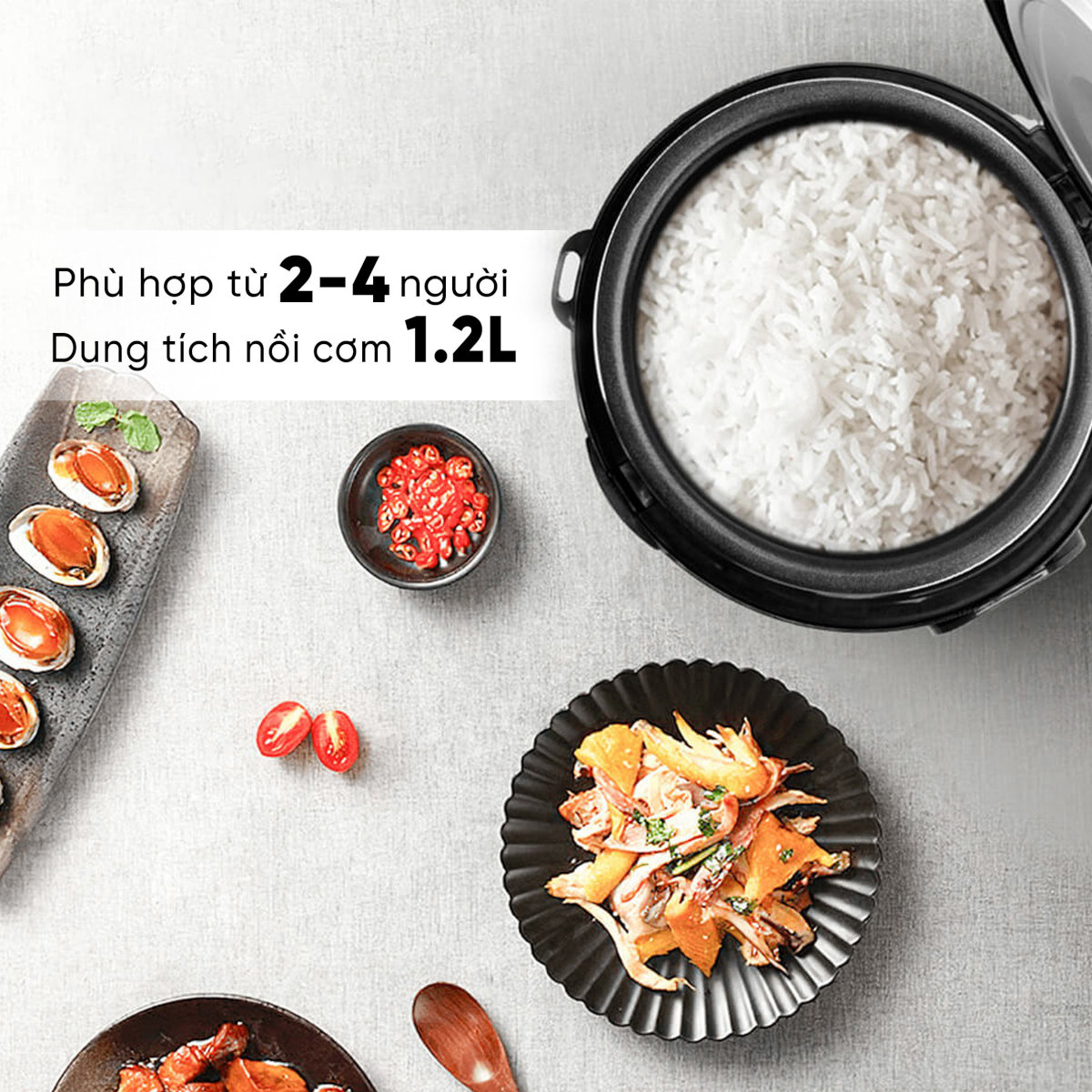 Nồi cơm điện cao cấp Kalpen R8 dung tích 1.2L công suất 500W chuẩn Đức, bảo hành 2 năm - Hàng chính hãng