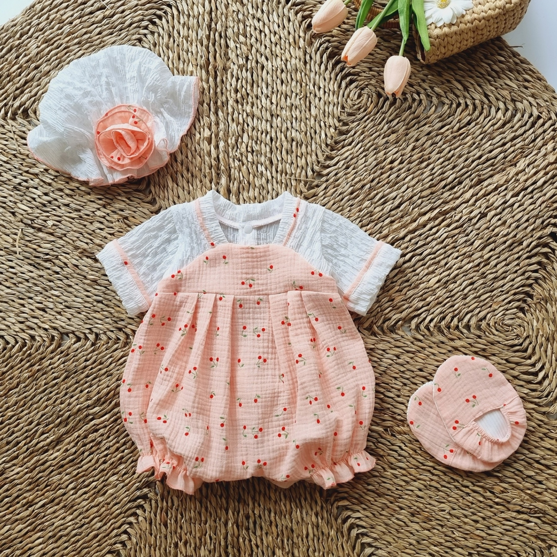 Body Hanbok Bé Gái 3 Đến 12kg Chất XÔ MUSLIN Mềm Mại Êm Dịu Cho Bé Gái