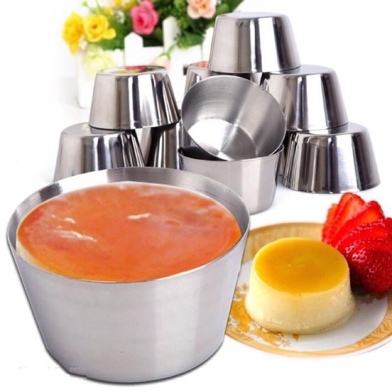 Cốc làm Cupcake, bánh mỳ da lợn, flan caramen inox (kèm nắp)