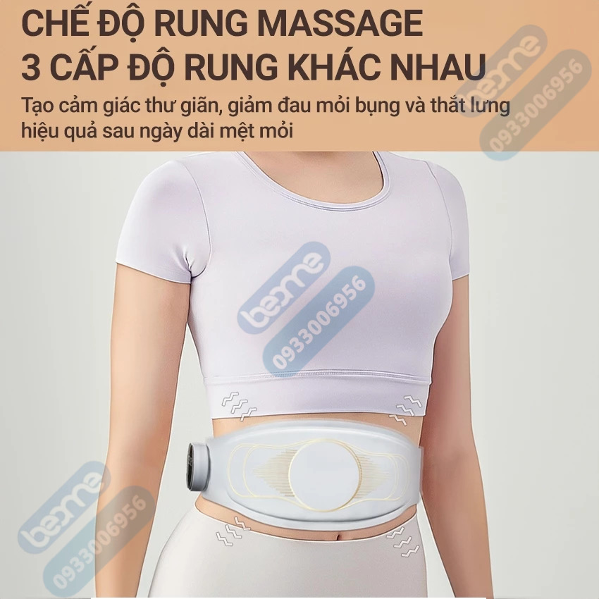 ￼Máy Massage tan Mỡ Bụng Xung Điện EMS Beame BM-B48, Đai Massage Lưng Bụng Rung Nhiệt Giảm Đau Bụng Kinh