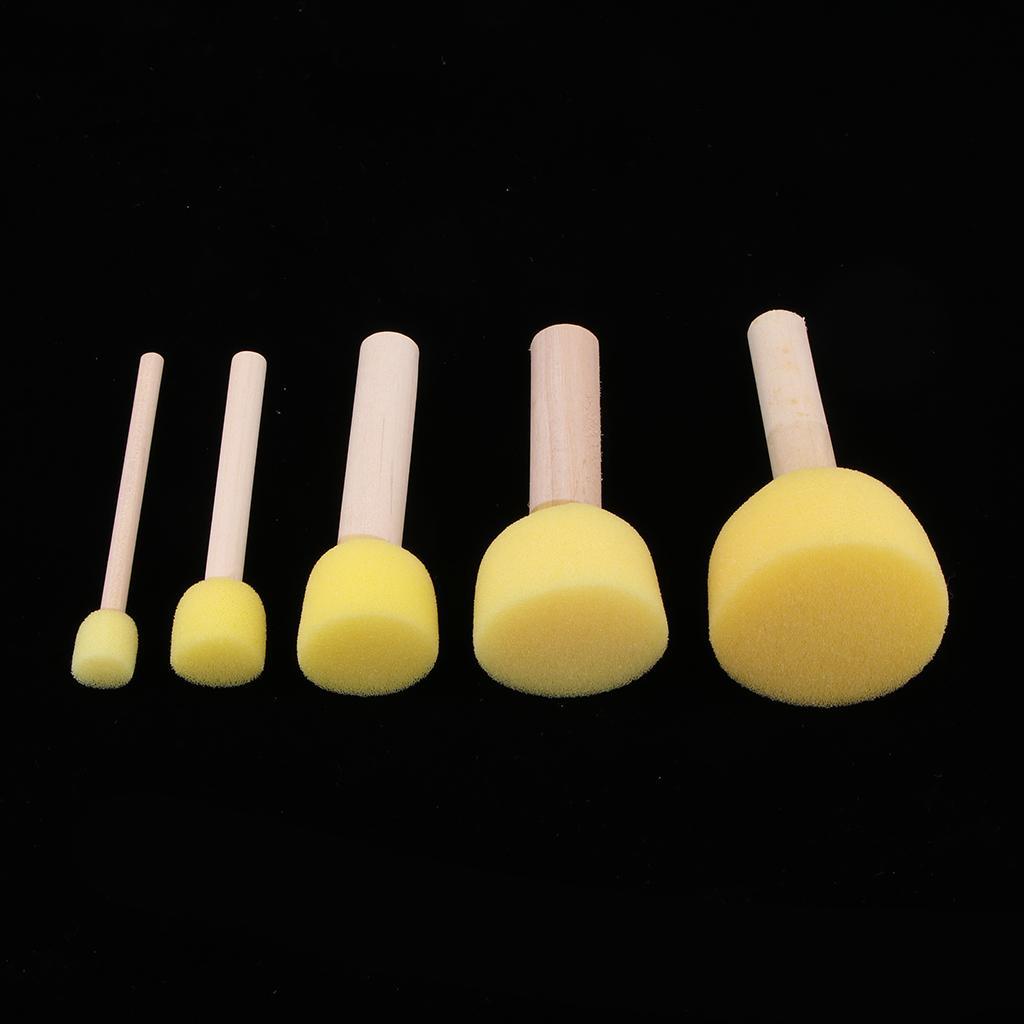 Pack of 5 1-5cm Round Paint Foam Sponge Brush Set Kids Painting Tools Sponge Stippler Set for Painting Crafts Kids Drawing Toys Early Educational