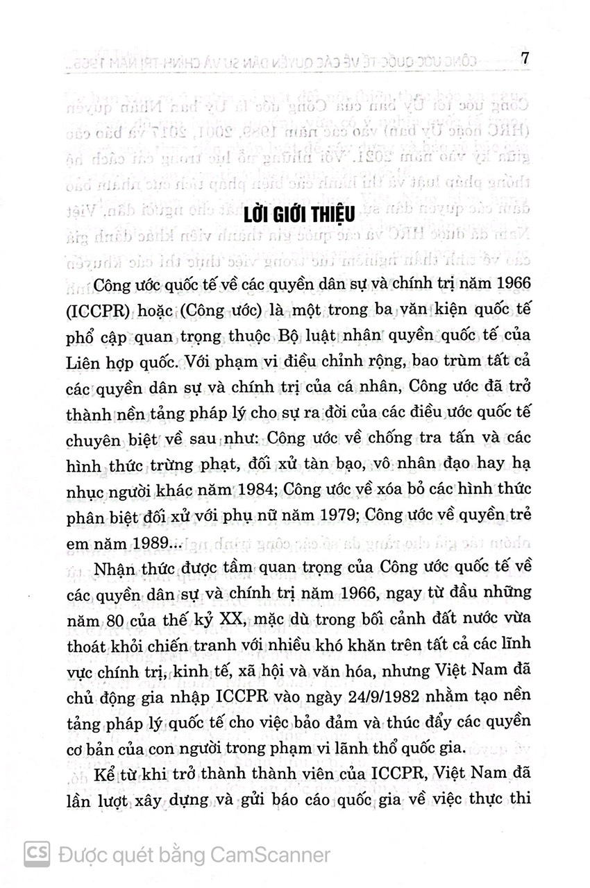 Công ước quốc tế về các quyền dân sự và chính trị năm 1966 và việc thực thi các khuyến nghị của ủy ban nhân quyền tại Việt Nam