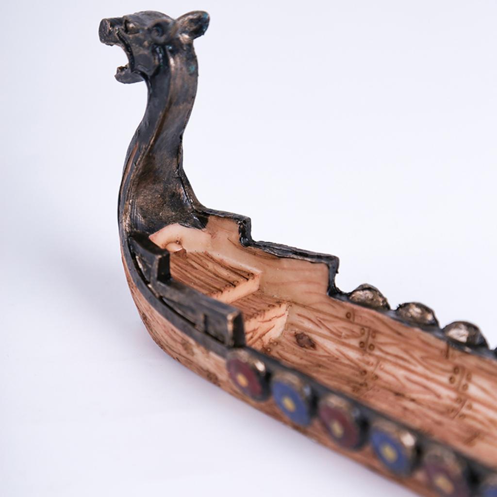 2xDragon on Viking Boat Ornament Incense Censer Resin Incense Stick Holder