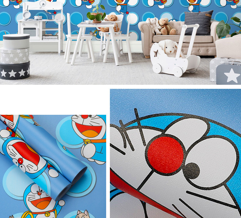 Combo 10 mét giấy dán tường, decal dán tường trang trí nhà cửa ĐÔ RÊ MON Ô TRÒN khổ 45cm