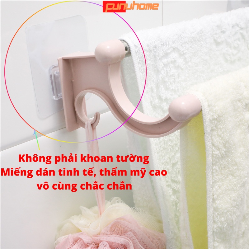 Thanh đôi dán tường nhà tắm có móc treo khăn, bông tắm, các vật dụng nh, dùng dán tường nhà bếp, nhà vệ sinh tiện lợi - Hàng chính hãng