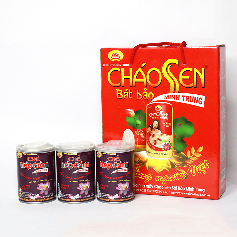 Chè Nếp Cẩm Minh Trung lốc 3 lon - CHENEPCAM 3