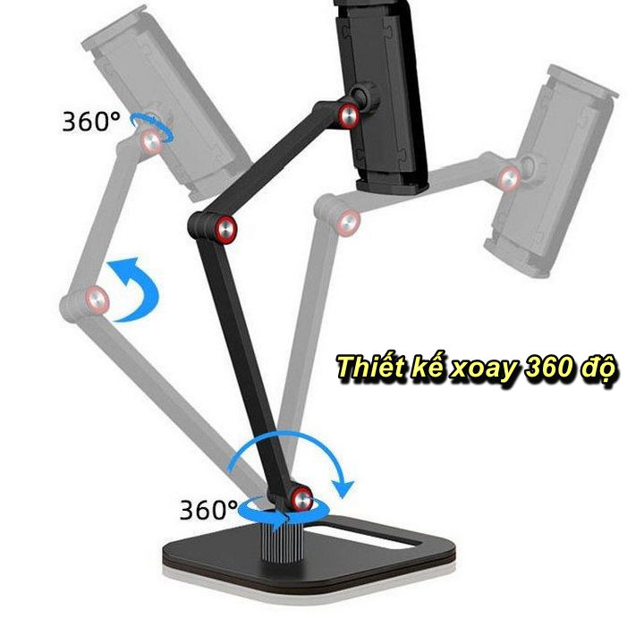 Giá Đỡ Điện Thoại, Máy Tính Bảng Creative️ Desktop Black Hợp Kim Nhôm Tay Giữ Xoay 360 Độ - Home and Garden