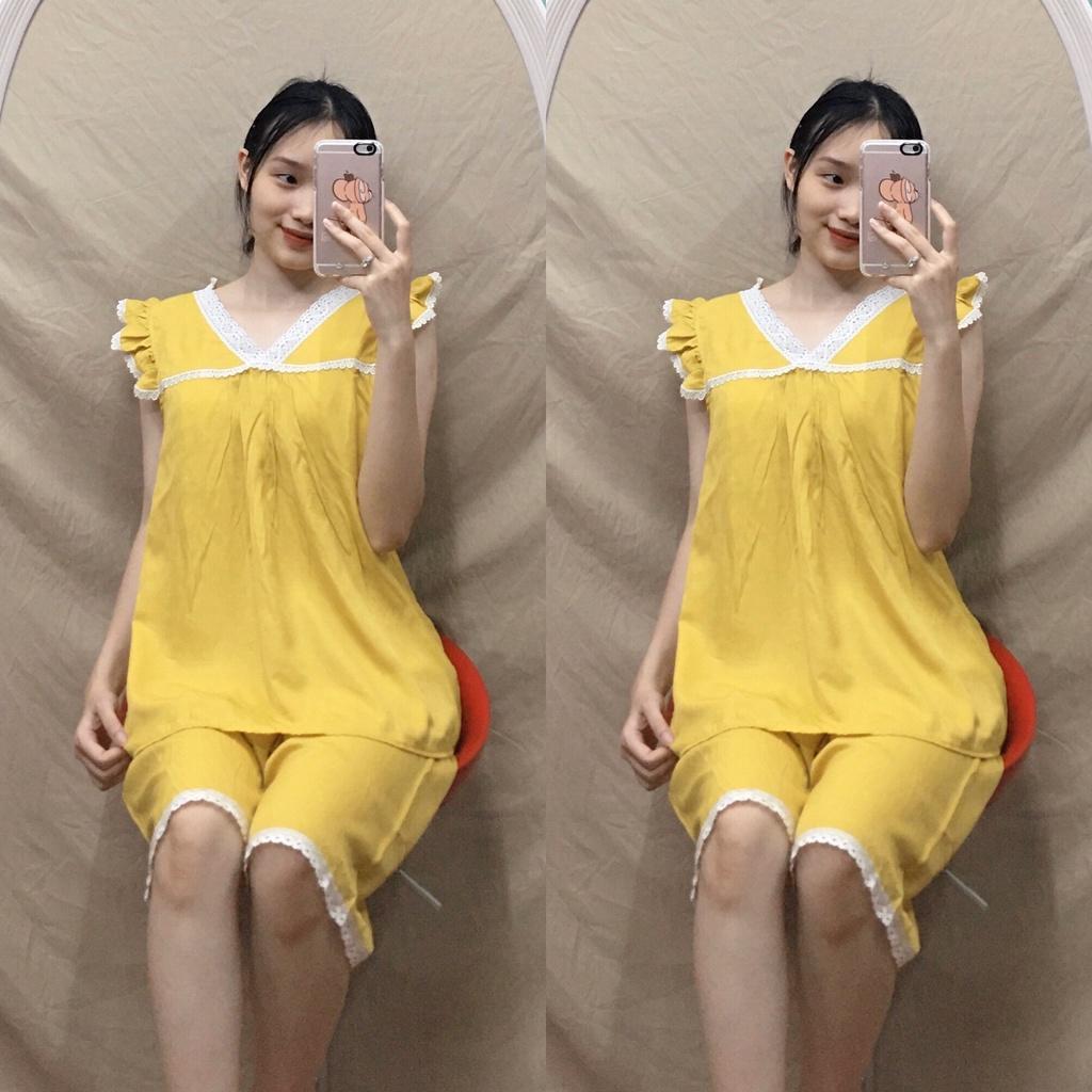 Bộ đồ bầu thời trang mặc nhà mùa hè chất đũi mát