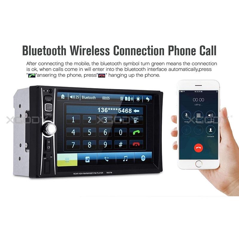 Máy nghe nhạc MP5 màn hình cảm ứng 6.6" 7653TM Double 2 DIN kết nối Bluetooth chất lượng HD cho xe hơi