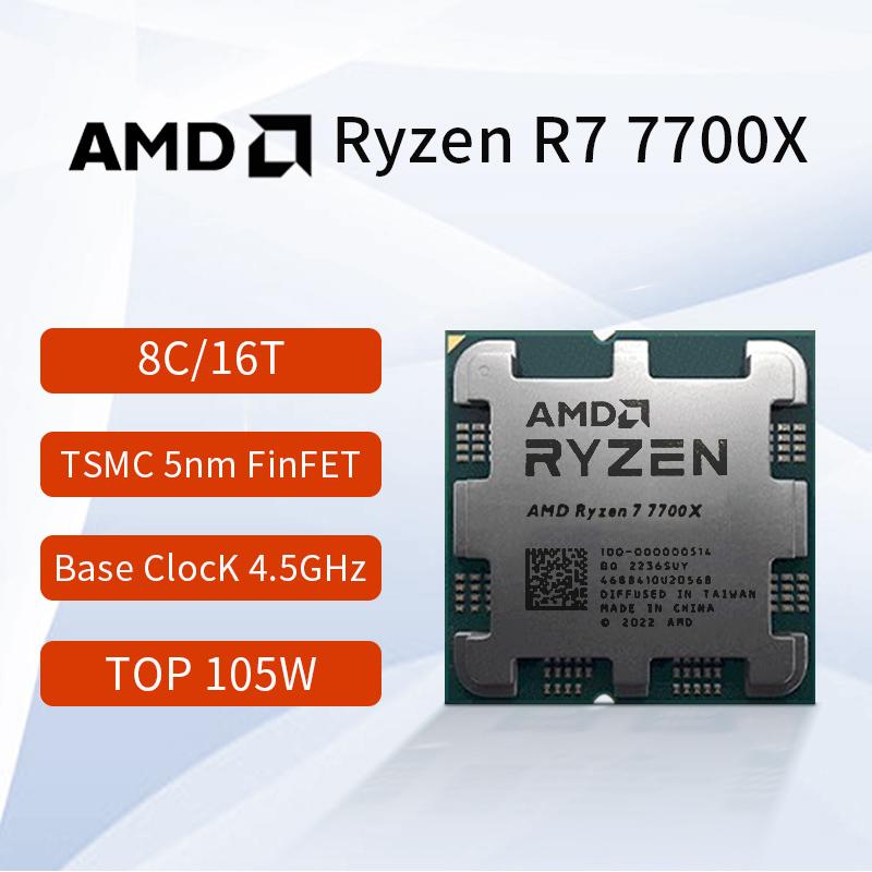 MỚI AMD Ryzen R7 7700X 4.5 GHz 8 Nhân 16 Luồng Bộ Vi Xử Lý CPU 5NM L3 = 32M Ổ Cắm AM5 , Vận Chuyển Nhanh!