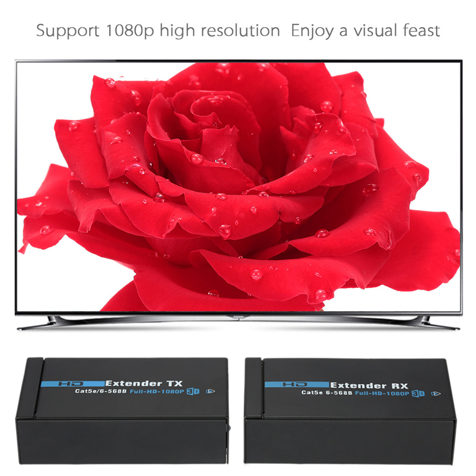 Bộ thu phát ANQ-E60 60M HD Extender 1080p 3D có bộ chuyển đổi Ethernet Cat 5e / 6 RJ45