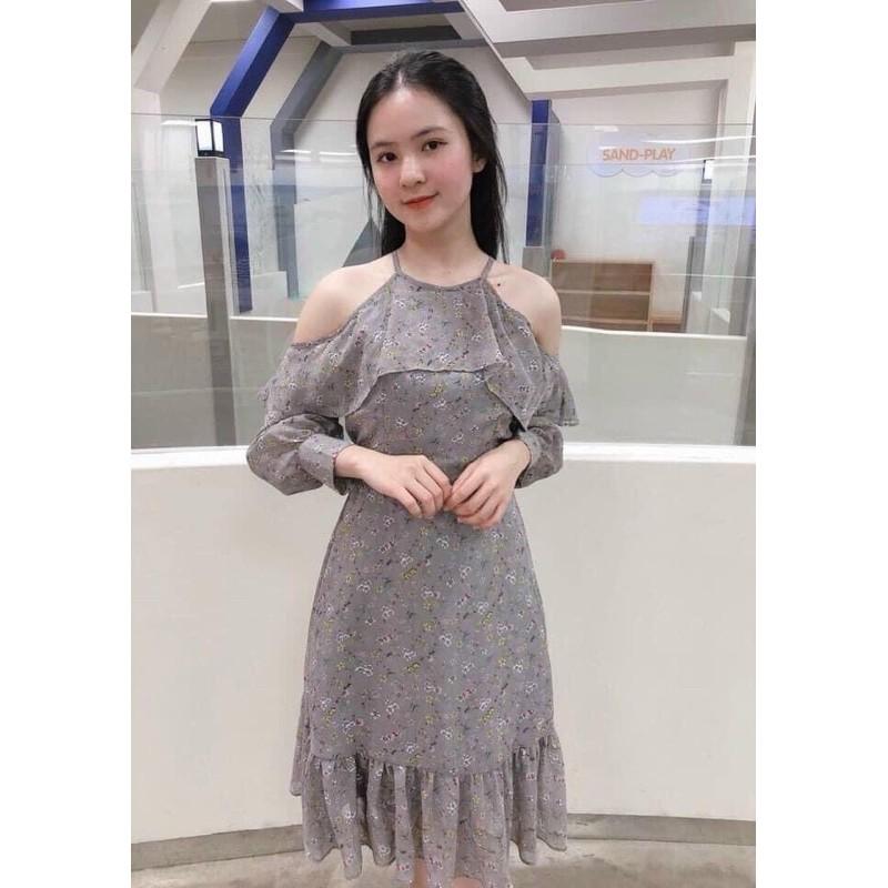Đầm hoa hở vai siêu dễ thương