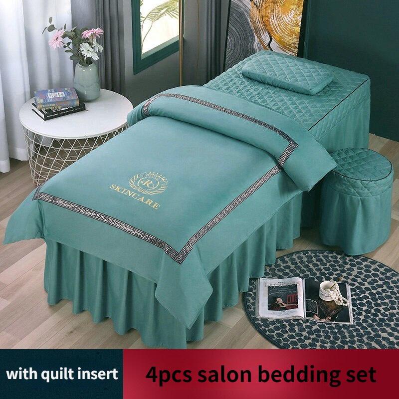 Bộ 4 Món Vỏ Chăn Ga Gối Đệm Mát Xa Phong Cách Bắc Âu Chất Lượng Cao Cho Tiệm Spa/Salon
