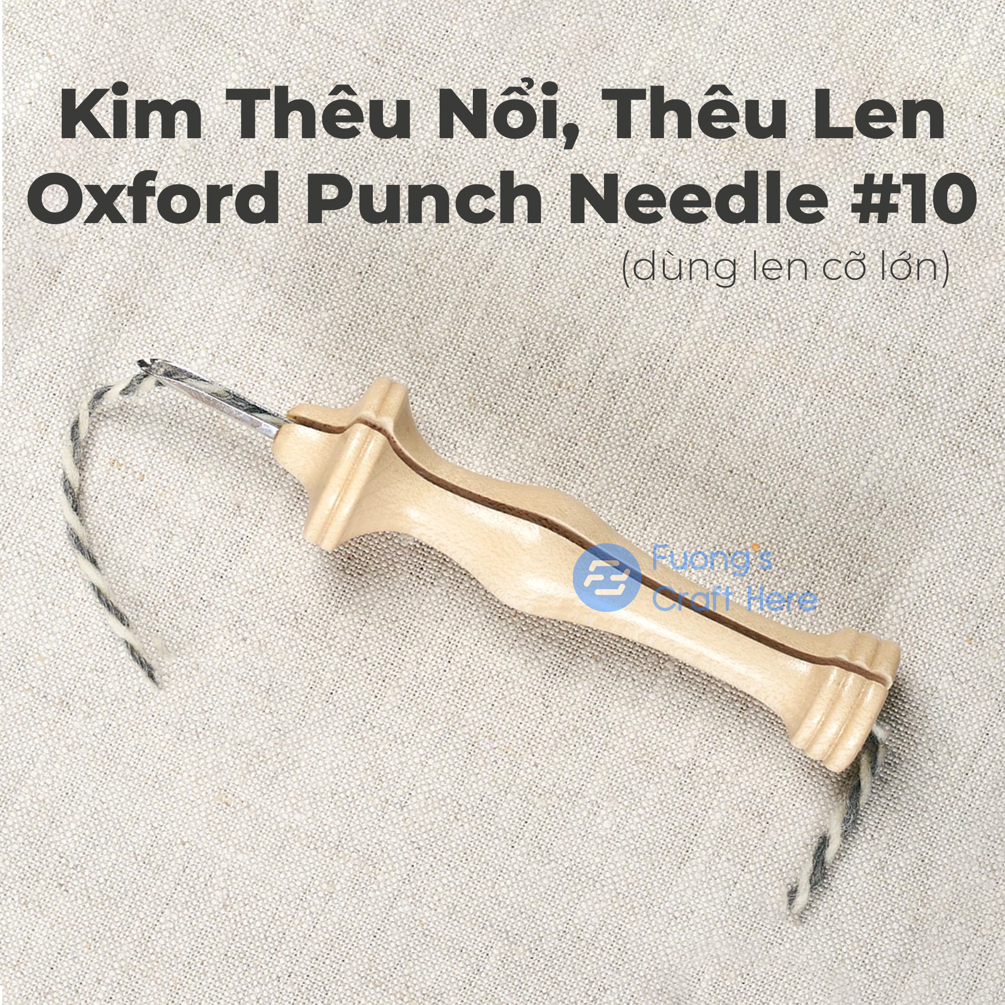 Kim Thêu Nổi Thêu Len Kiểu Oxford Dùng Len Cỡ Lớn Cán Gỗ Dành Cho Người Mới Bắt Đầu Oxford Punch Needle #10 Regular for Beginner