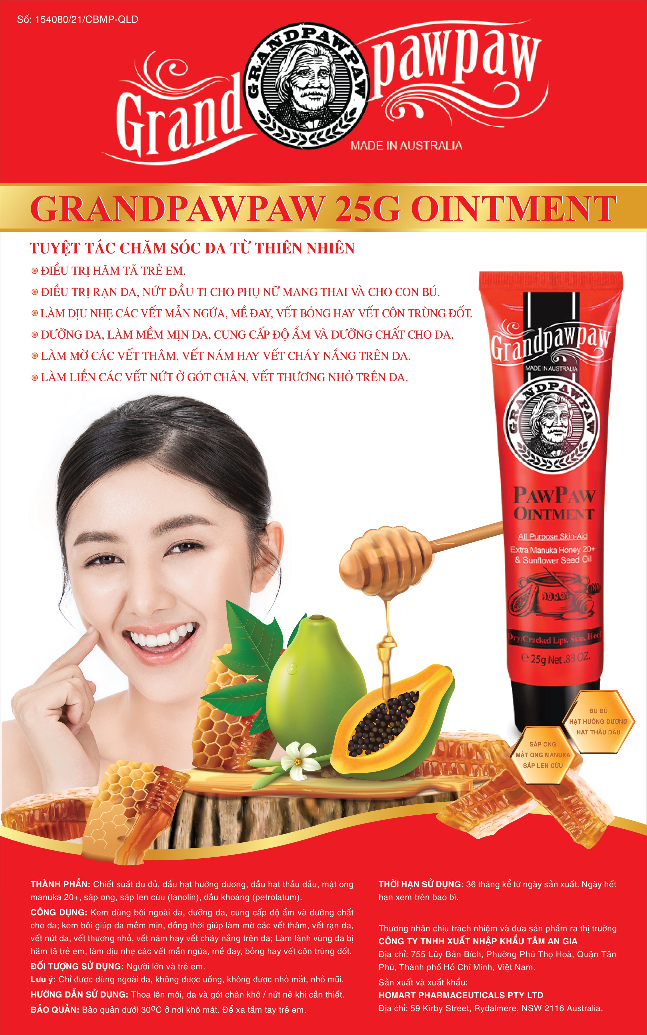 KEM ĐU ĐỦ ĐA NĂNG ÚC GRANDPAWPAW TUÝP 25G