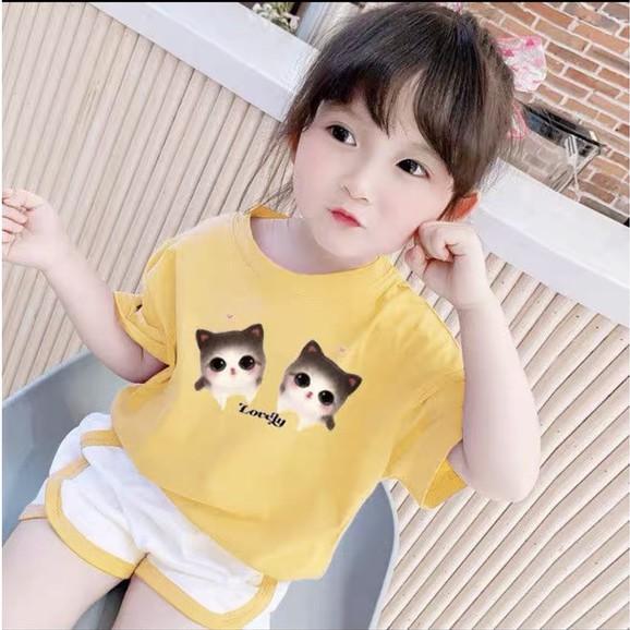 Đồ bộ bé gái Con Xinh cotton MÈO LOVELY, set quần áo trẻ em từ 5 đến 14 tuổi