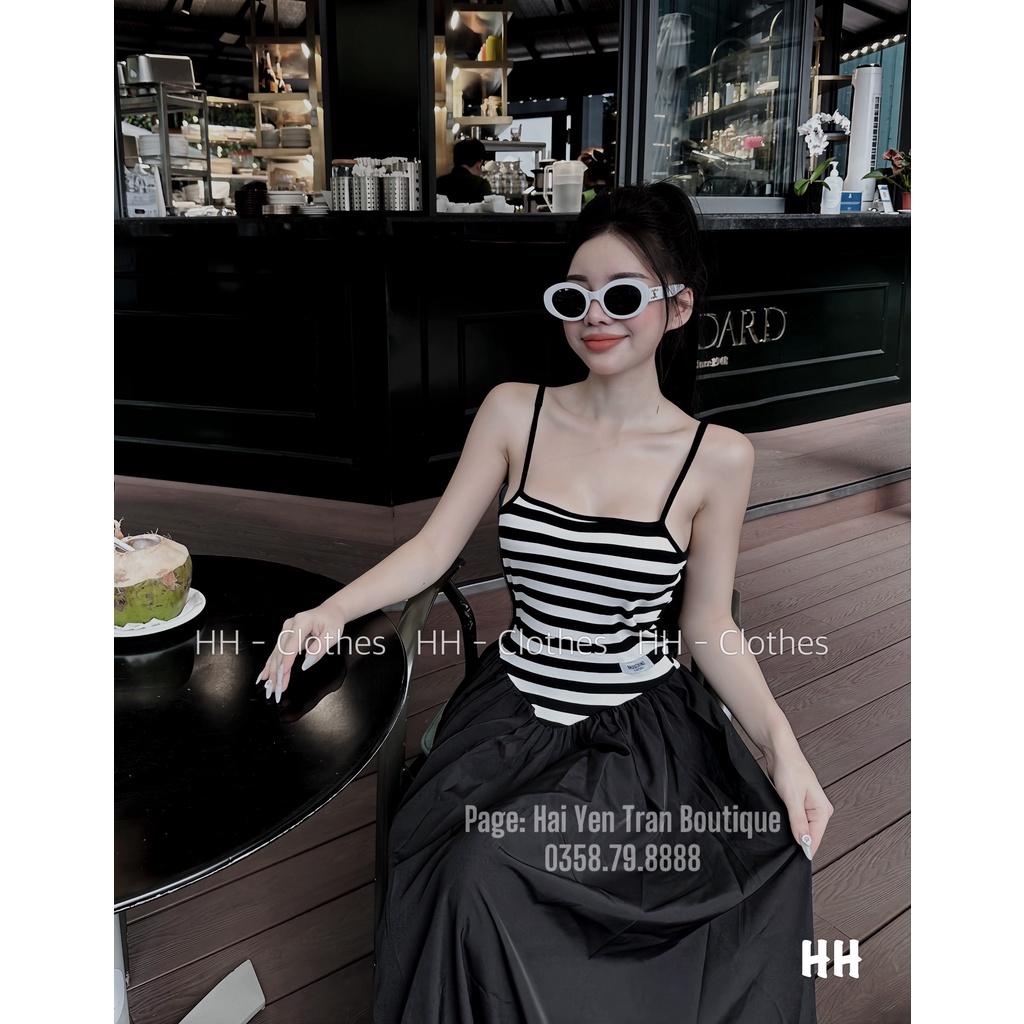 VÁY ĐI CHƠI, VÁY MAXI KẺ SỌC 2S DÁNG XÒE CỰC XINH IU